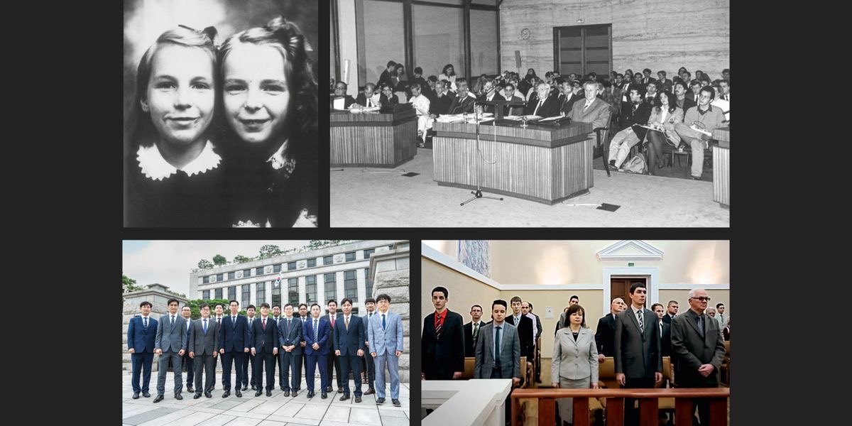Stampe: 1.  Gathie e Marie Barnett. 2.  El fradel Kokkinakis e altri nela Corte Europeia dei Diriti Umani. 3.  Testimònie de Geovà nel Tribunal Regional nela Rùssia. 4.  Un grupo de fradei davanti un tribunal nela Corea del Sud.
