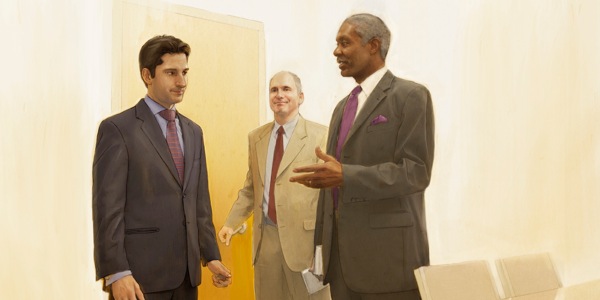 Due ansiani i parla con un fradel