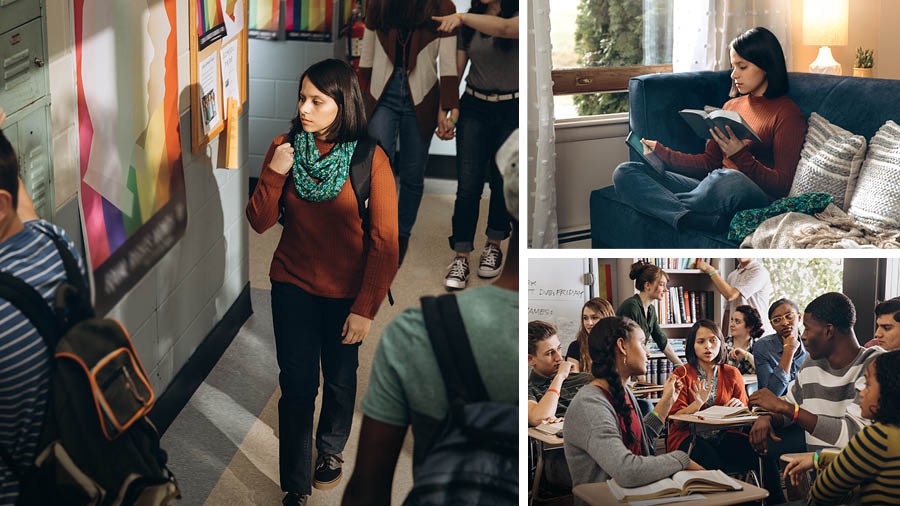 Ilustrassion: Una gióvena sorela la ga de infrontar el insentivo dele persone par acetar la imoralità. 1. Intanto che la camina rento dela so scola, la vede arquante propagande sora el omossessualismo. 2. La gióvena la lede la Bìblia e la fà peschise nel so tablet. 3. Quando la ze rento dela so sala, una dele so coleghe la proa darghe una roba de meter nel brass che apoia i omossessuai, ma la sorela no la aceta. Arquanti dei so coleghi i la varda com una bruta fàcia.