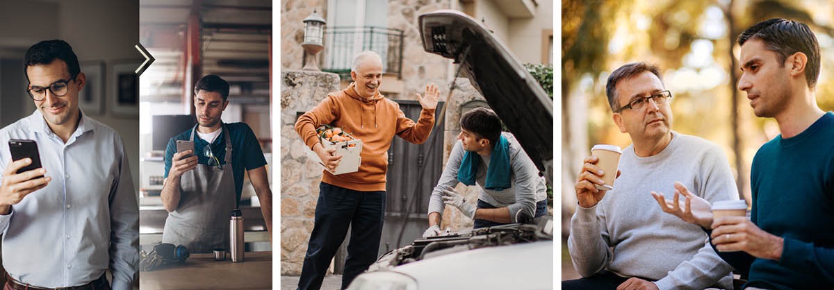 Ilustrassion: 1. Un ansiano l’è drio mandar un messàgio par un fradel inativo. El fradel el lede el messàgio quando el se ferma un pochetin de laorar. 2. Nantro fradel ghe mena de presente fruti. El fradel inativo l’è drio rangiar el auto. 3. Nantro fradel l’è drio che el scolta el fradel inativo intanto che lori i ze drio bever un cafè.