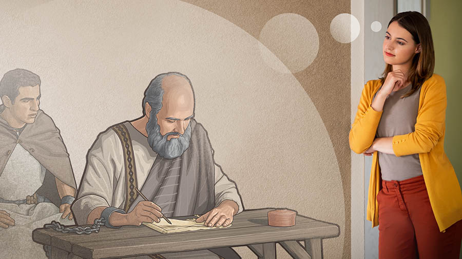 La medèsima sorela la ze drio imaginar come che Paolo l’è stato bon de scriver la so carta anca che el fusse in preson.