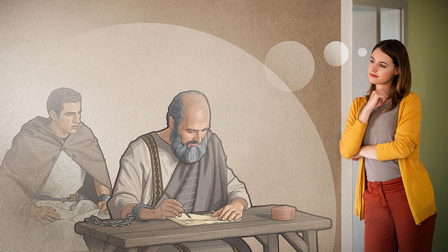 La medèsima sorela la ze drio imaginar come che Paolo l’è stato bon de scriver la so carta anca che el fusse in preson.