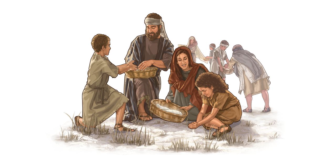 Una fameia israeliti la ze nel deserto e la ciapà manà insieme.
