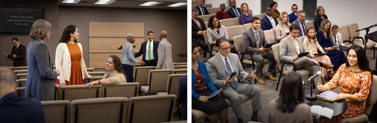 Ilustrassion: El fradel e la sorela che no i ze maridadi i varda un al altro nela riunion. 1. Una sorela la varda come che el fradel el trata un fradel e una sorela pi veci. 2. El fradel el varda la sorela intanto che la ze drio far una parte nela reunion in meso la stimana.