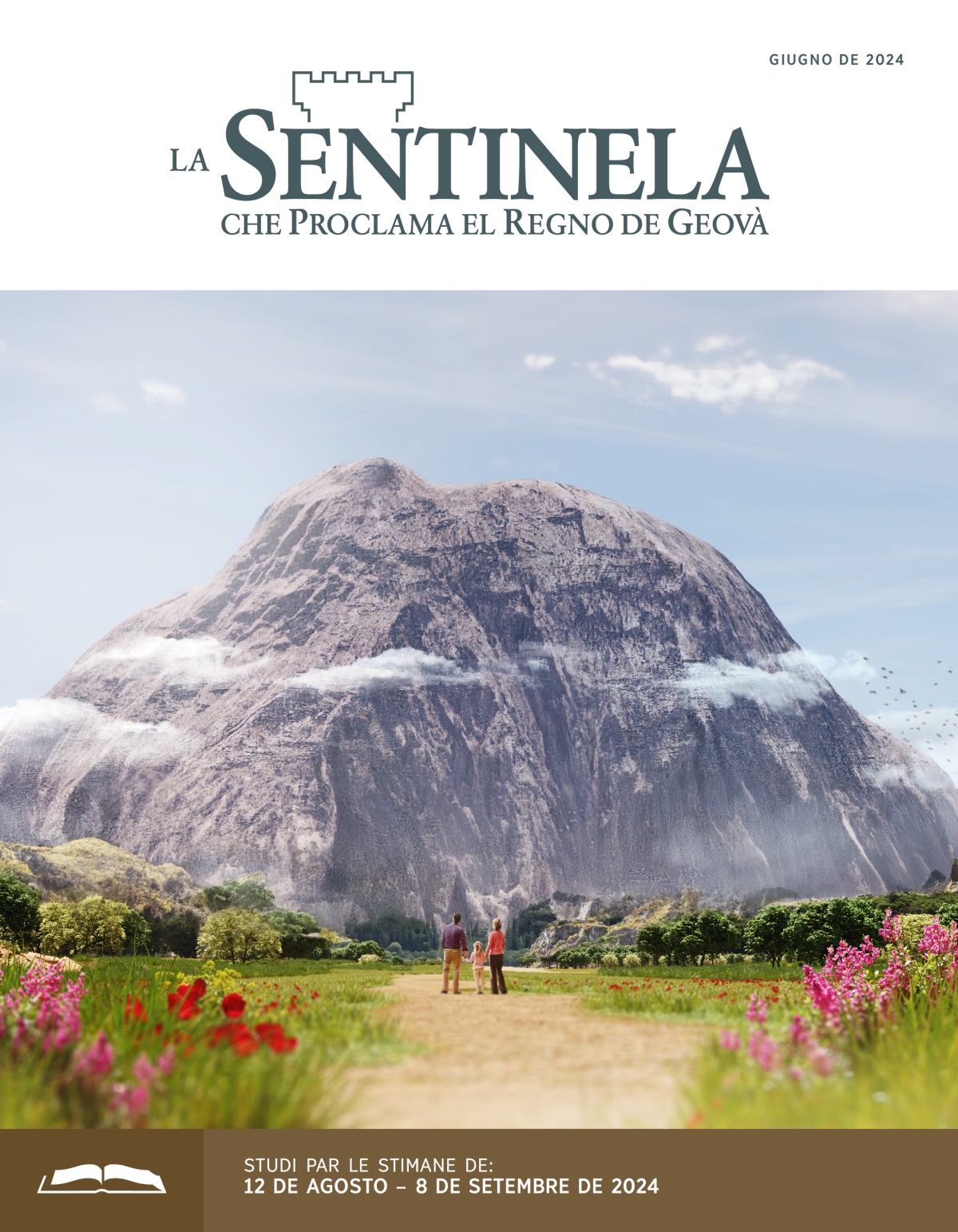 Genitori insieme dela so fiola gióvena i ze drio varda una granda rócia davanti de lori.