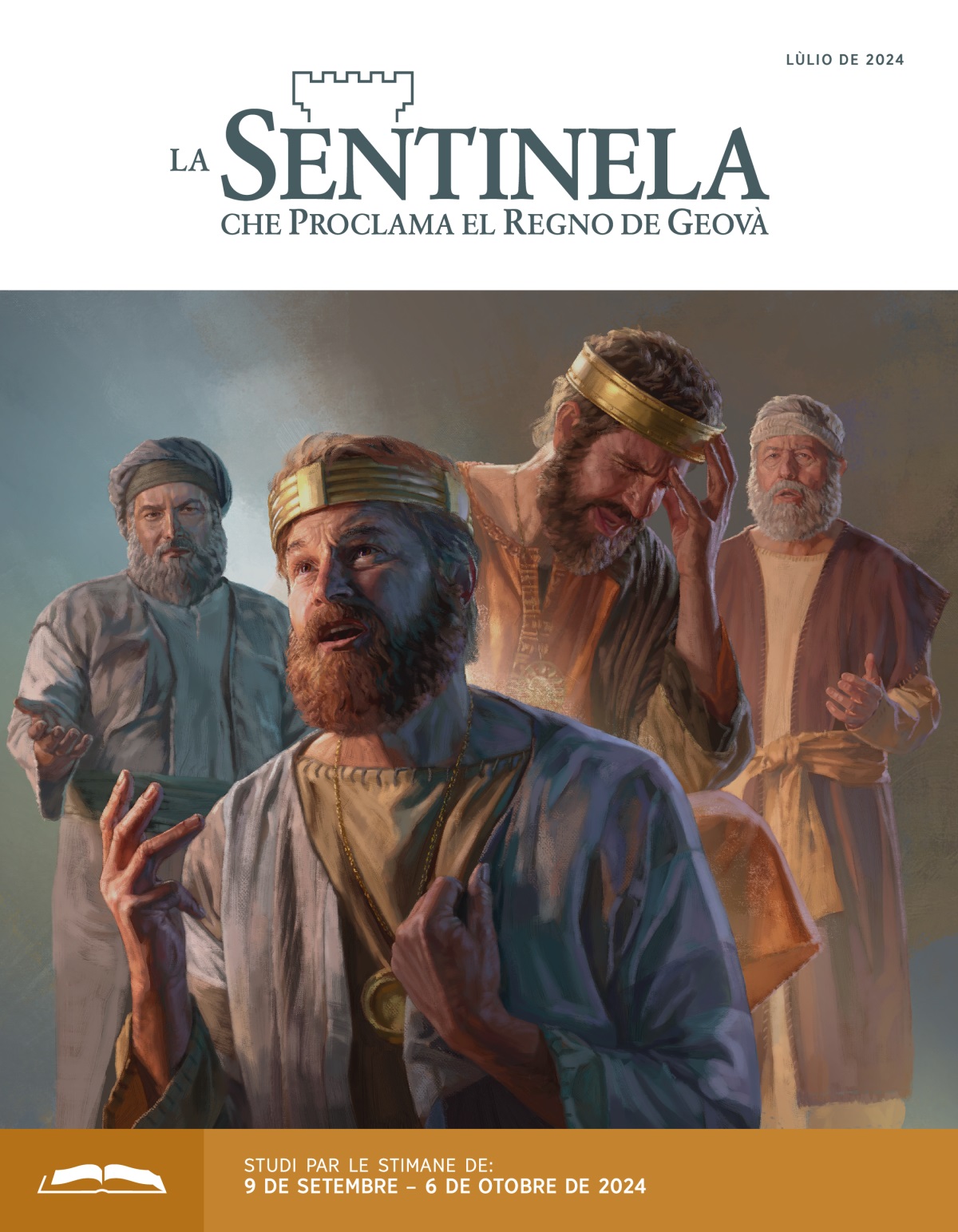 Ilustrassion: 1.  Davi el varda in cielo tanto disgustà intanto che Natan el parla con lu. 2.  El rè Ezechia el sbassa la so testa tanto disgustà intanto che Isaia el parla con lu.