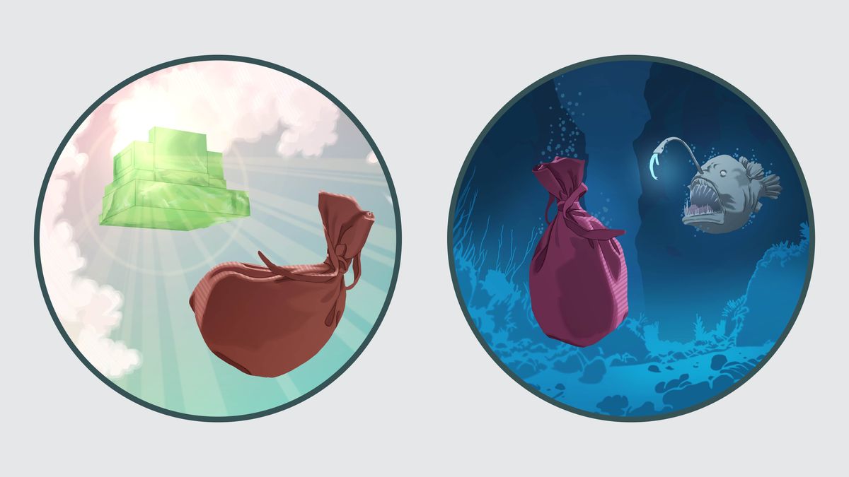 Ilustrassion: 1.  Geovà el para via un grando peso par de drio del so santo trono. 2.  Quel grando peso se sfonda nel mar.