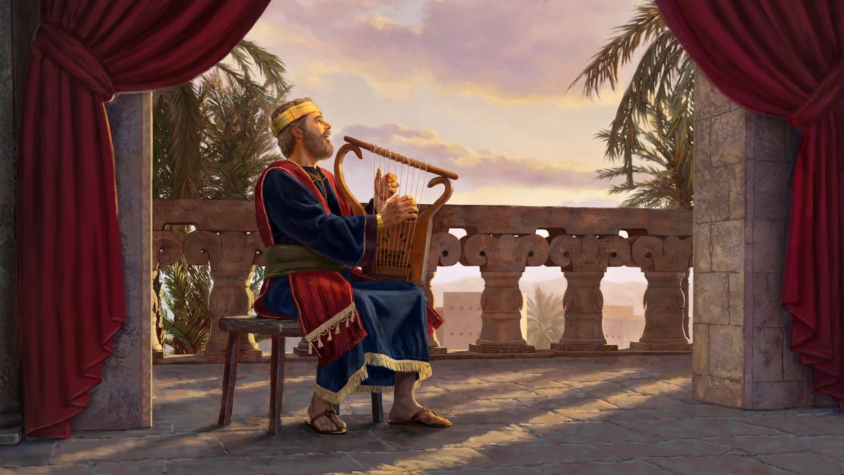 El rè Davi l’è drio che el sona la arpa e anca el canta.