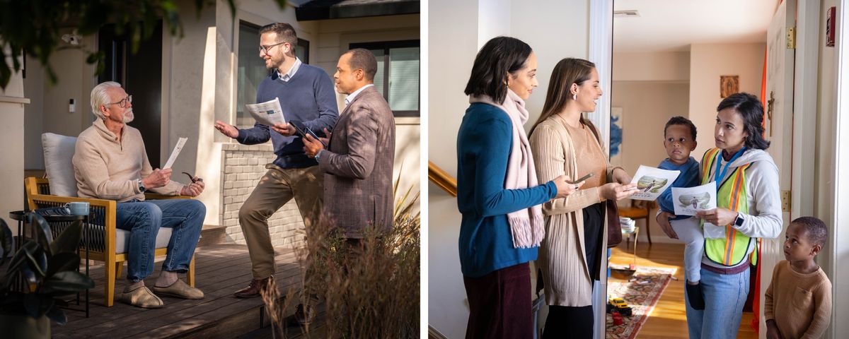 Ilustrassion: 1. Due fradei i ze drio parlar con un omo pi vècio che l’è sentà do davanti la so casa. 2. Due sorele le ze drio assar la revista “Te pol viver felice par sempre!” con una dona che la ze coi so due fioi. La dona la tien un dei so fioi in brasso e quel’altro l’è dela so banda.