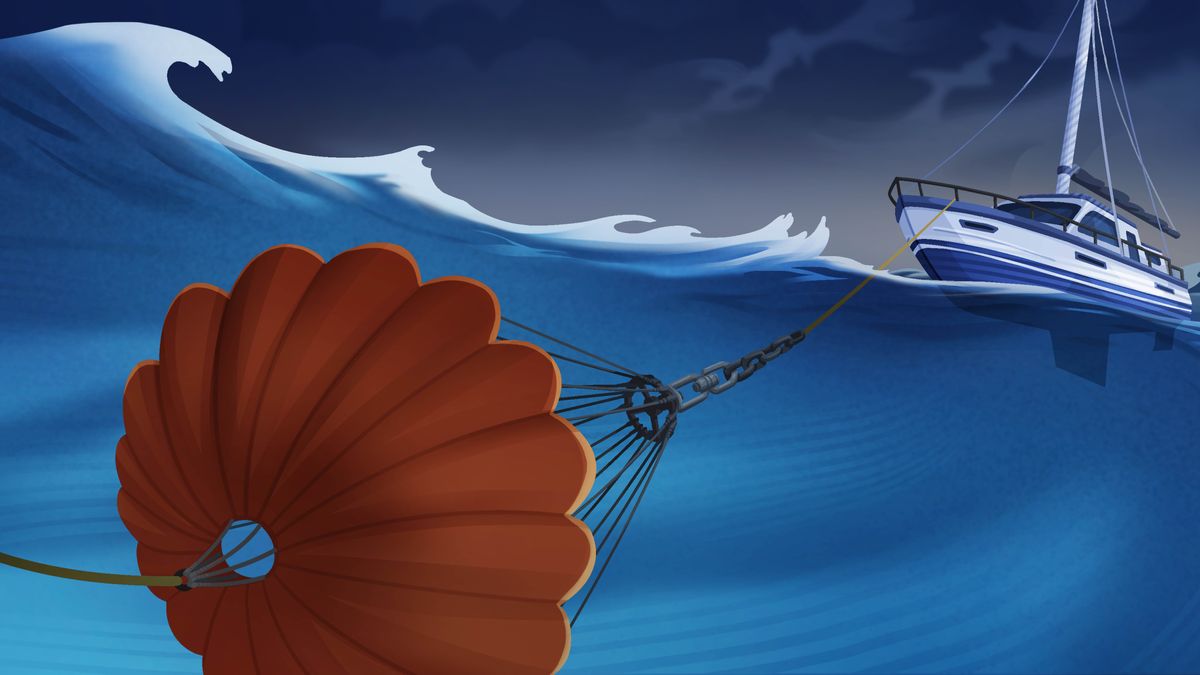 Una àncora de un barco la ze ligada nte nantro barco par giutarlo a restar firme nte un temporal.