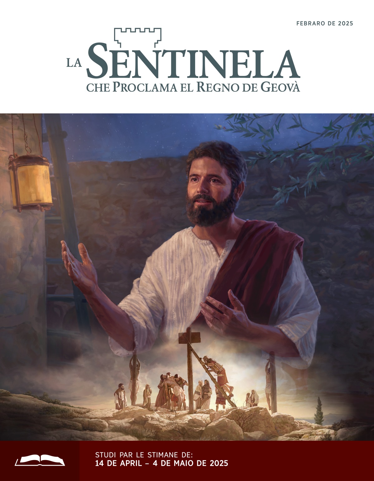 Ilustrassion: 1.  Gesù el parla de note. 2.  Soldadi romani i porta via el corpo de Gesù del pal.