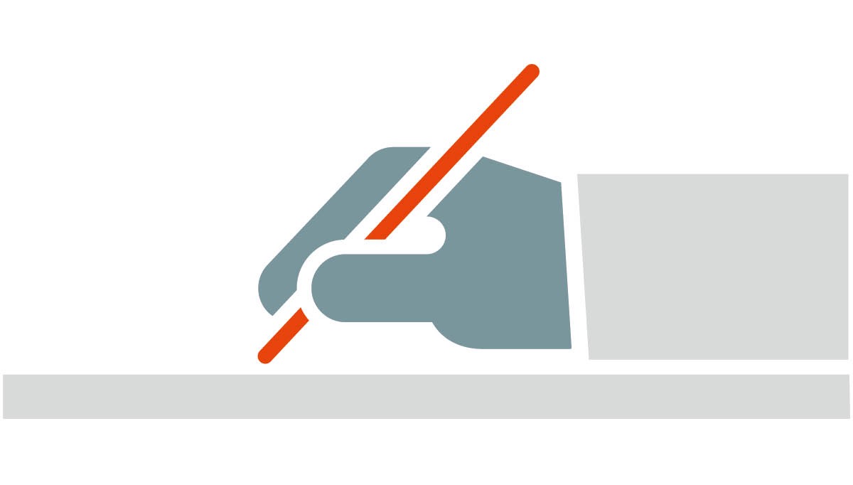 Una man drio scriver