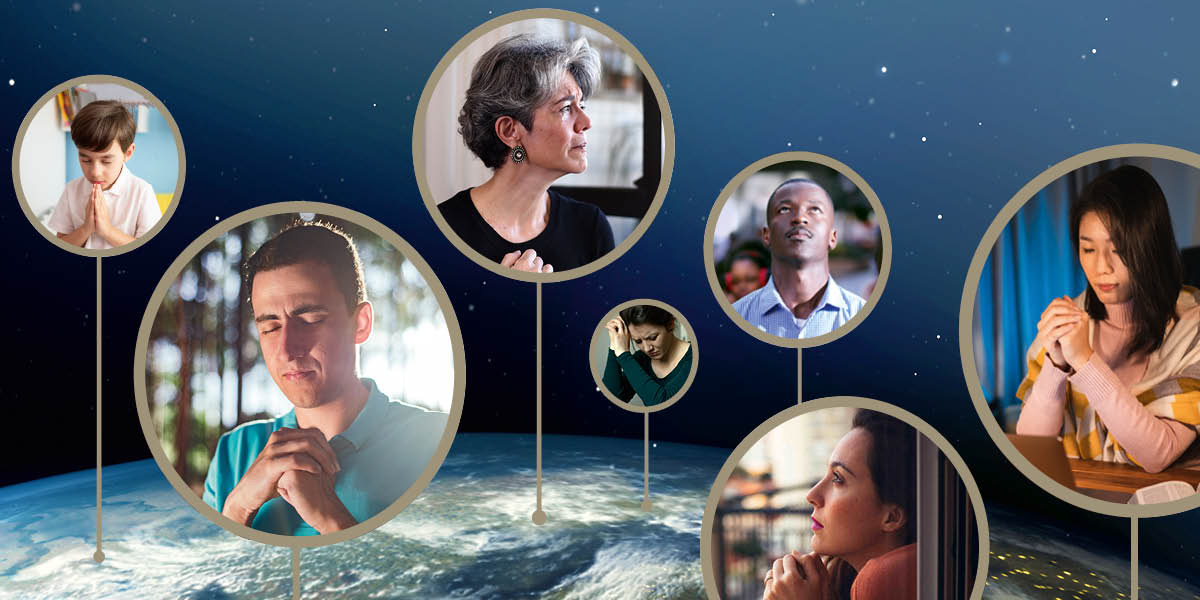 Persone in diverse parte del mondo le prega a Dio e ghe domanda el so aiuto.