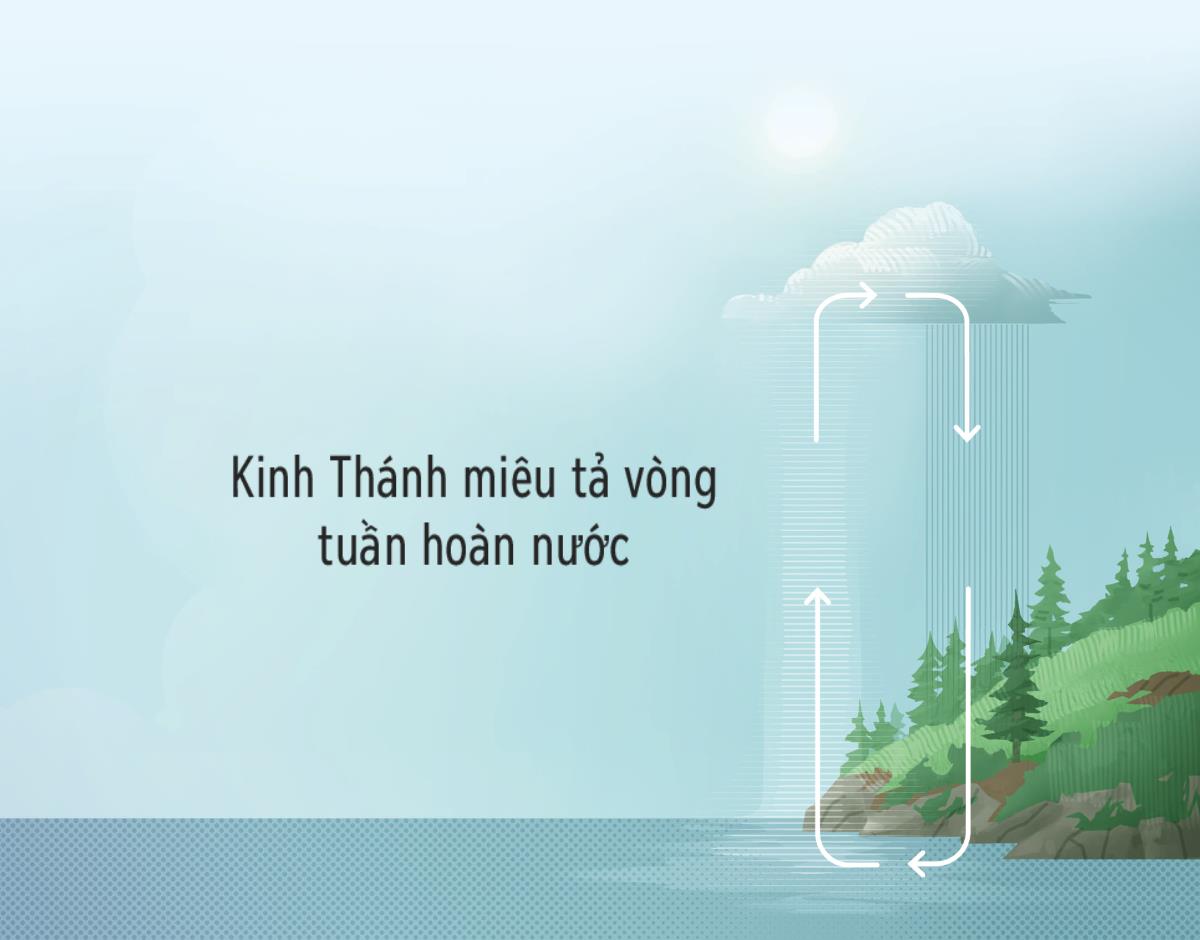 Kinh Thánh miêu tả vòng tuần hoàn nước. Các mũi tên theo chiều kim đồng hồ cho thấy sự luân chuyển của nước giữa trái đất và khí quyển.