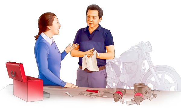 Pasangan yang sudah berkahwin berbincang bersama-sama tentang suatu masalah