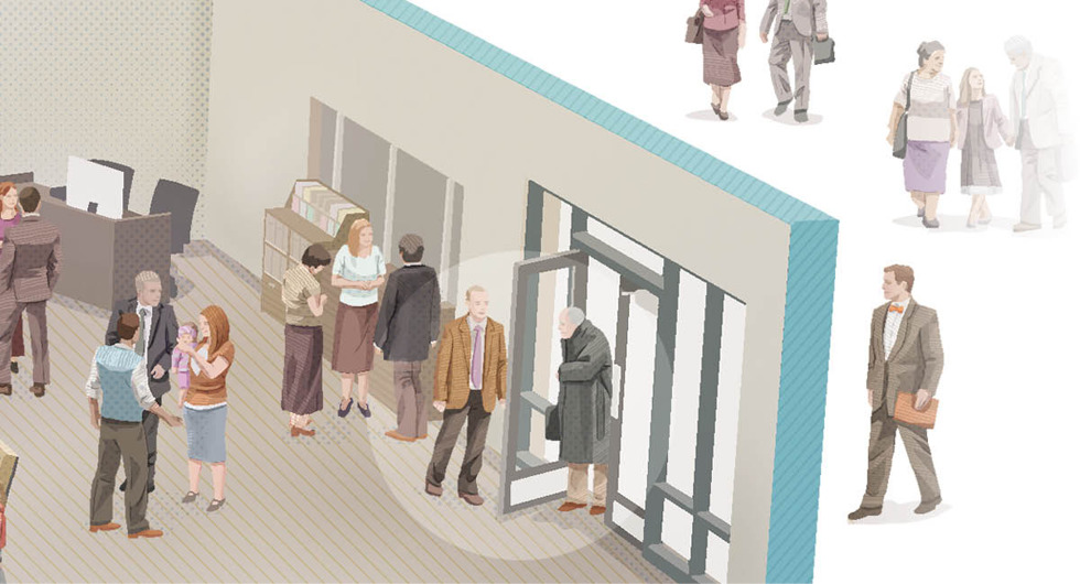 A. Seorang saudara memberikan ceramah Bible dari pentas semasa perjumpaan.