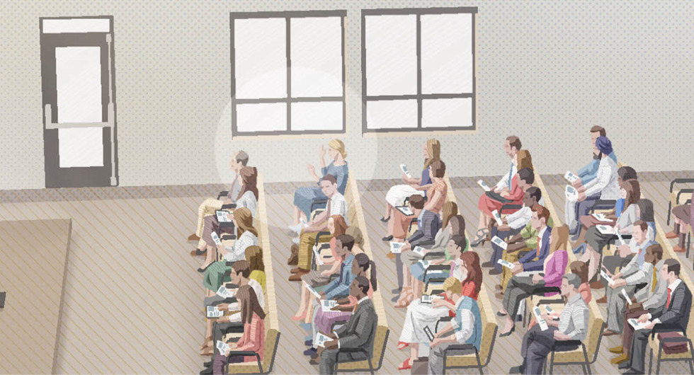 C. Seorang saudara bercakap dengan sebuah keluarga selepas perjumpaan.