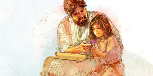 Jephthah spending time with his daughter when she was a little girl